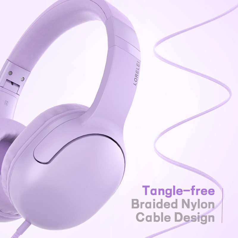 LORELEI - Auriculares E5 con cable para niños, plegables, sin