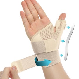 Muñequera con Férula Metálica Integrada para Pulgar, Soporte Ajustable para Muñeca y Pulgar, Adecuada para Aliviar Dolor de Artritis, Tendinitis y Esguinces, Transpirable, Unisex (Beige)