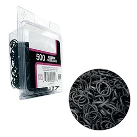 Kusport | 500 1/2-inch rubber bands | rubber headband | ideal for ponytails, braids and whiskers | sturdy all-day hold | convenient reclosing container | black