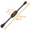 Inline On/Off Switch Extension Cord, Plugrand 3-Prong Household Switchable Power
