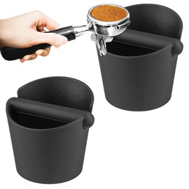 JIEHIN Pack of 2 Knock Containers for Portafilters, Coffee Grounds Tee Container with Removable Knock Bar, Coffee Knock Box, Espresso Knock Container, Knock Box for Portafilter Accessories