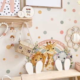Animal Kingdom Wall Sticker Animal Cute Elephant Rabbit Lion Fawn Cat Cute Animal Wallpaper Sticker Removable Stylish Scandinavian Diy Wall Sticker Wall Decor Kindergarten Nursery Children's Room