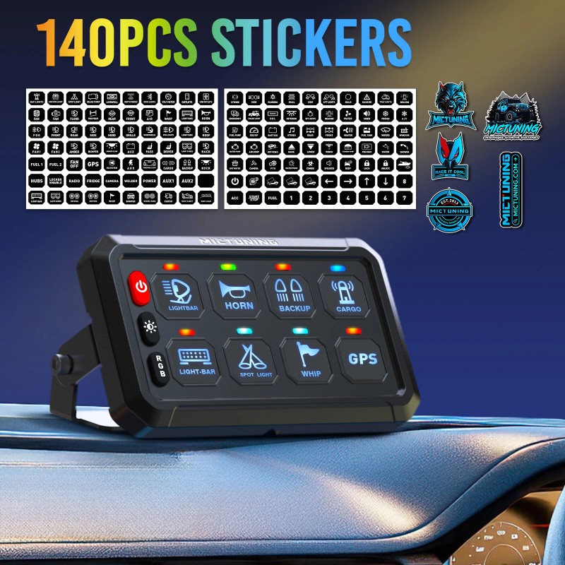 MICTUNING RGB 8 Gang Switch Panel ON/OFF LED Light Bar