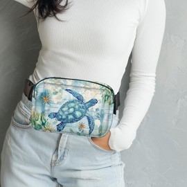 Sea Turtle Fanny Pack for Women Casual Belt Bag Waterproof Purse Lightweight Waist Bags with Adjustable Straps Wallet Travel Presents Workout