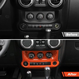 RT-TCZ Wrangler Accessories Air Conditioning Switch Panel Cover Trim Interior Decoration for Jeep Wrangler JK JKU 2011-2018(Orange)