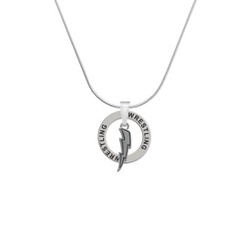 Delight Jewelry Silvertone Lightning Bolt - Wrestling Ring Charm Necklace, 18"