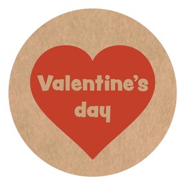 Made in Tantan v-y-011 Valentine's Day Stickers, Round Shape, 1.2 inches (30 mm), 48 Pieces, Kraft Paper