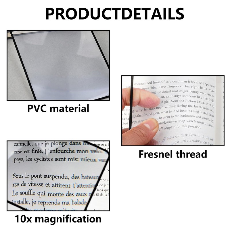 Yuiturt 8 Pcs 3X Magnifying Sheet, Ultra-Thin Lay-Flat Page Magnifier