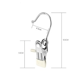 Set of 5 Household Non-marking Stainless Steel Multi Hooks Storage Tools Single Clip Closet Hanger Clothespins Pinch (Beige)