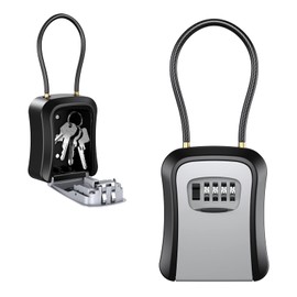 Key Safe Key Box, Re-settable Code Key Storage Lock Box with 4 Digits Combination, Key Safe, Hanging & Wall Mounted Key Box, Key Lock Box, Rustproof Alloy, for Office, Home
