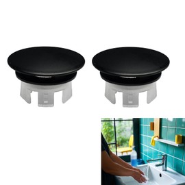 2 Pack Sink Overflow Cover Basin Trim Copper Bathroom Sink Rings,Bathroom Kitchen Dual Layer Insert Sink Basin Overflow Trim Ring Insert in Hole Round Caps(Black)