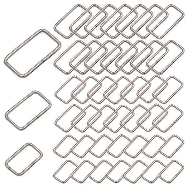 Anyasen 45 Piece Sewing Ring Rectangle Metal Buckle Strap Square Buckle Adjustable Metal Buckle Bag Strap Connector Rectangle Ring Buckle 3 Sizes, silver