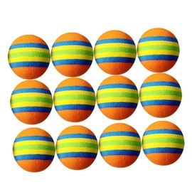 Kisangel 12pcs Stripe Pattern Eva Balls Interactive Cat Toys Pet Playing Balls for Indoor Use
