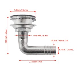 SHENGHUISS Boat Gas Fuel Tank Vent for 5/8" Hose, Stainless Steel 316 Marine 90 Degree Flush Mount Thru-Hull Fuel Gas Tank Vent with Mounting Gasket Hardware