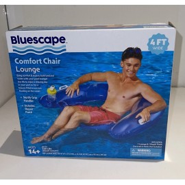 POLYGROUP PACIFIC LIMITED Bluescape Inflatable Comfort Chair Lounge Pool Float, Blue, Age 14 & Up, Unisex