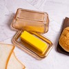 Champagne Color Glass Butter Dish with Lid for Kitchen Countertop,Covered