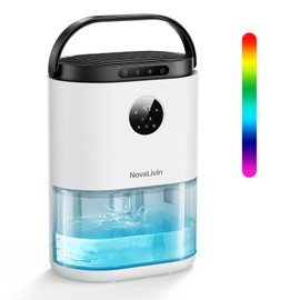 Dehumidifier for Home, 68 OZ Water Tank Dehumidifiers for Bathroom, Bedroom, Living room with, Auto Humidity Control, Digital Display, 7 Color Breathing Light, White