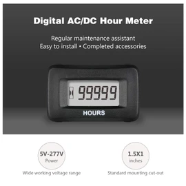 HonorMeet Digital AC/DC 5V to 277V Hour Meter for Generator, Maintenance LCD Hours Counter,Waterproof Design for Gas/Diesel Powered Garden Tractor Alternator Compressor ATV Boat Golf Cart Forklift.