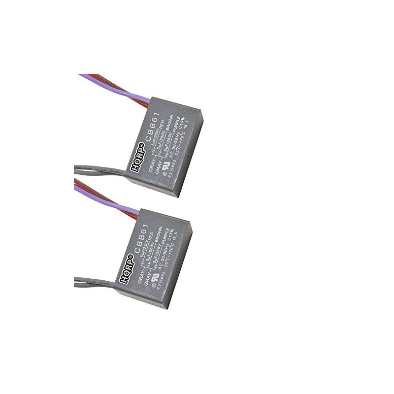 HQRP 2-Pack Ceiling Fan Capacitor CBB61 5uf+5uf+5uf 5-Wire Plus HQRP