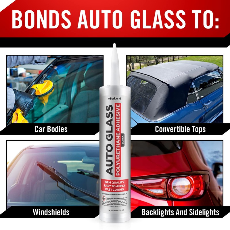 [2 Pack] Polyurethane Windshield Adhesive with Fast Curing Formula -
