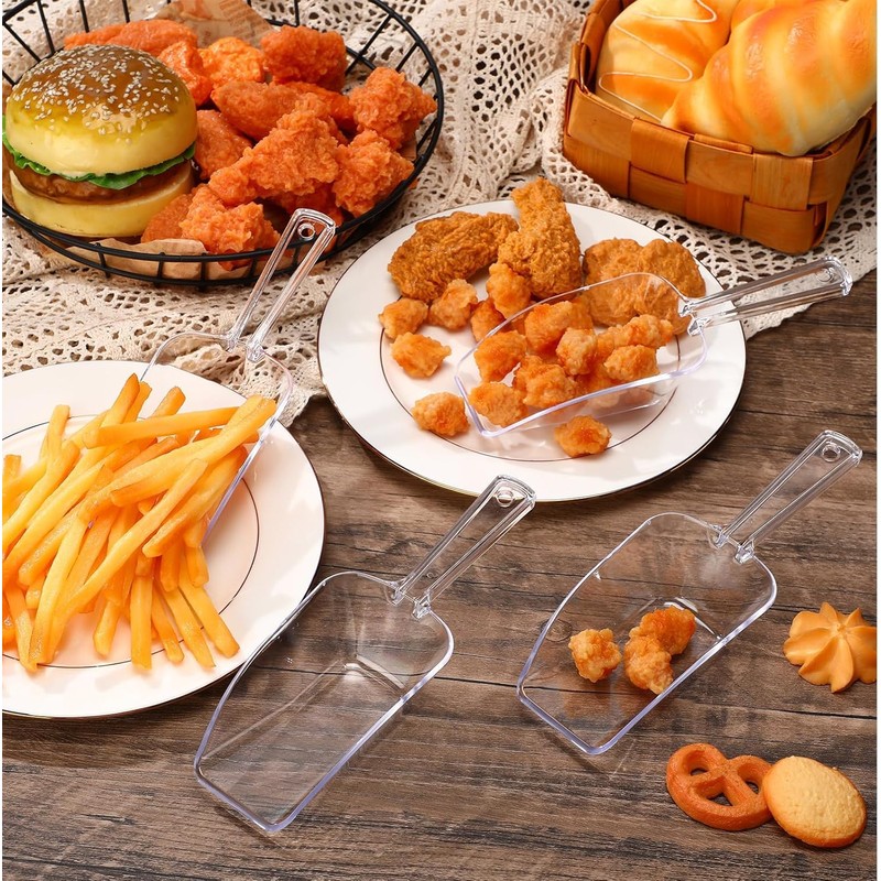 6 Pcs Clear Plastic Angled Serving Bowls and Scoops, 3