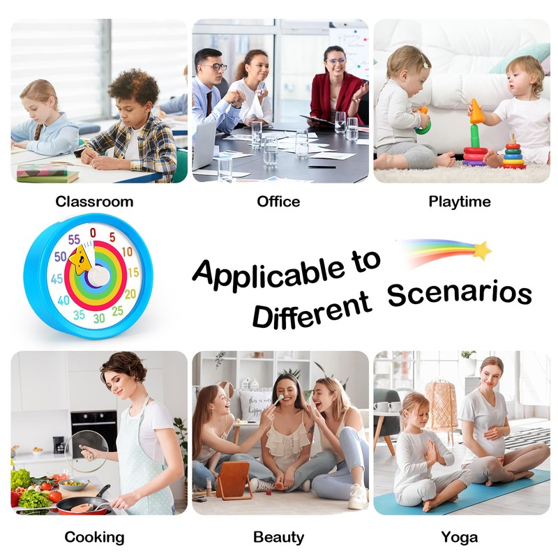 Secura 60-Minute Visual Timer, Rainbow Classroom Timers for Kids, Time