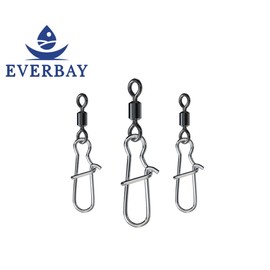 EVERBAY Stainless Steel Rolling Fishing Swivels with Snap Swivel Fishing Line Connectors Hight Strength for Saltwater & Freshwater Fishing accessories - set/50pcs, size 14#