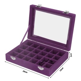 Jewellery Box, 24 Compartments, Velvet Jewellery Box, Earrings Storage Box, Women's Jewellery Box, Ring Box, Jewellery Organiser Travel for Rings, Earrings, Necklaces (Purple)