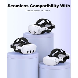 Head Strap for Quest 3S/Quest 3/Quest 2,Quest 3 Elite Strap Replacement Enhanced Support Comfort,VR Accessories Compatible with Oculus Quest 3 Headstrap Reduce Facial Stress Mac Games