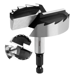 NICAVKIT Professional Forstner Drill Bit 75 mm for Wood, 75 mm Forstner Drill Bit Wood Hole Cutter with Hex Shank, Wood Drill, Pot Drill, Art Drill for Wood