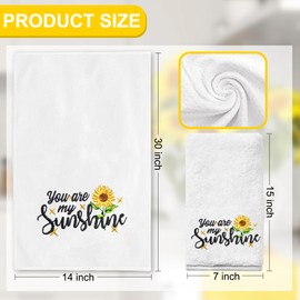Yanhuecui Sunflower Hand Towels for Bathroom Set of 2, Sunflower Bathroom Decor, You are My Sunshine Cotton Soft Embroidered Hand Towels for Kitchen Bath 14x30 Inches, Spring Summer Farmhouse Decor