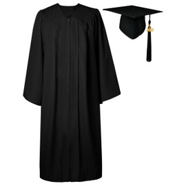 GraduatePro Graduation Talar Doctor's Hat and Tassel 2020 for College and Bachelor Academic 12 Colours - Black
