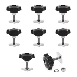 JJWNMLL 8 x T-Slot Nuts for Roof Rack, T-Nut M6, 20 x 20 mm, with Star Grip Nut and Washers for Roof Rack, Rail, Bicycle Carrier