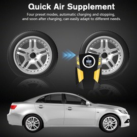 JOZUTTOW Digital Tyre Inflator, Portable Air Compressor Car Tyre Pump with 3 Nozzle Adaptors and Digital LED Light 12V Rapid Tyre Inflator Air Compressor for Car Tires, Bicycle, Motorcycle