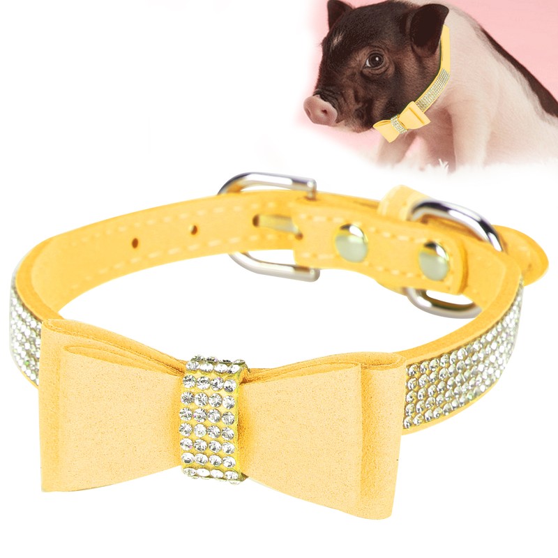 Adjustable Microfiber Double Bowknot Crystal Sparkle Rhinestone Cat Collar Pet