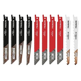 Faithfull FAISBSSET106 10 Piece Sabre Saw Assorted Blade Set With Case Includes Metal and Wood Blades