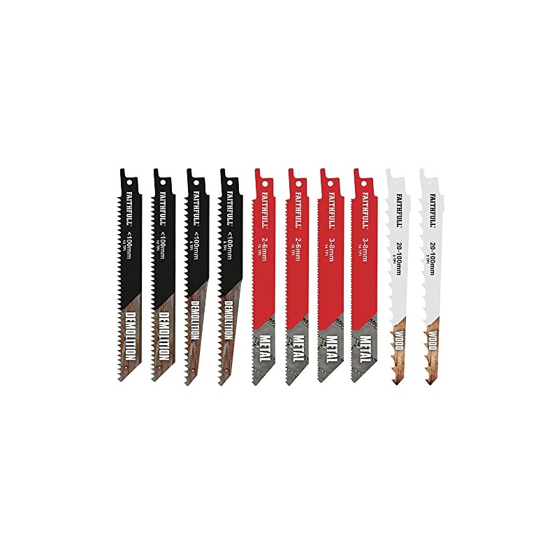 Faithfull FAISBSSET106 10 Piece Sabre Saw Assorted Blade Set With