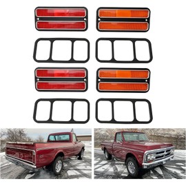 Front Amber and Rear Red Side Marker Light Lamps For 1968-1972 Che-vy G-M-C Pickup Truck