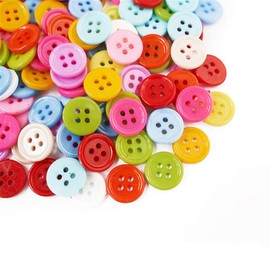Buttons Plastic Buttons Assorted Crafts Resin Buttons Snaps 200 Pcs Size 1/2 Inch for Arts & Crafts Decoration Collections Sewing Craft Buttons Favorite Findings Basic Buttons (Four Holes)