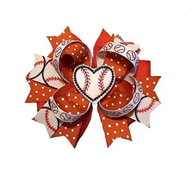 Baseball Heart Boutique Hair Bow (You choose color)