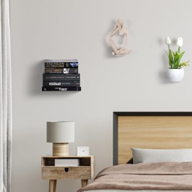 Winter Shore Unsichtbares Bücher-Schweberegal Weiß (4er-Pack) - Robustes Wandregal Metall aus Eisen zur Wandmontage für Büro, Schlaf- & Wohnzimmer - Deko Bücherregal Schwebend mit Montagematerial