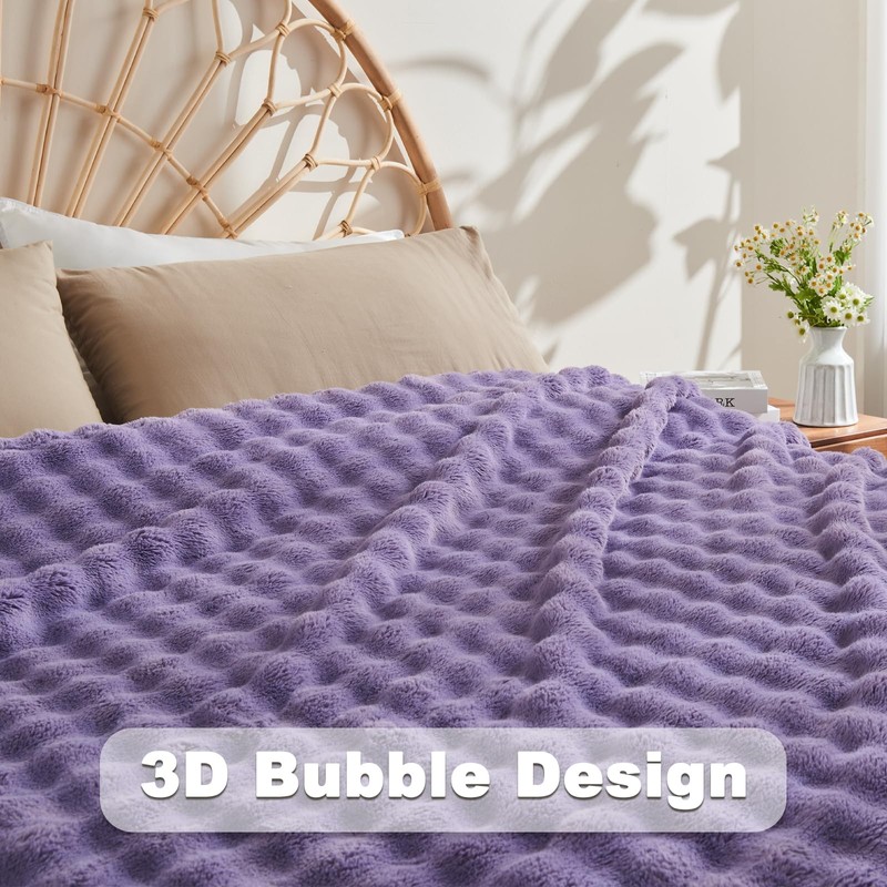 NEWCOSPLAY Throw Blanket for Couch Lavender Super Soft Flannel Fleece