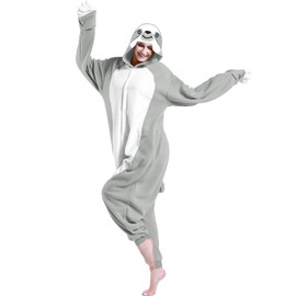 Novelcos Animal Sloth Pajamas Unisex Adult Jumpsuit Cosplay Costumes S Gray
