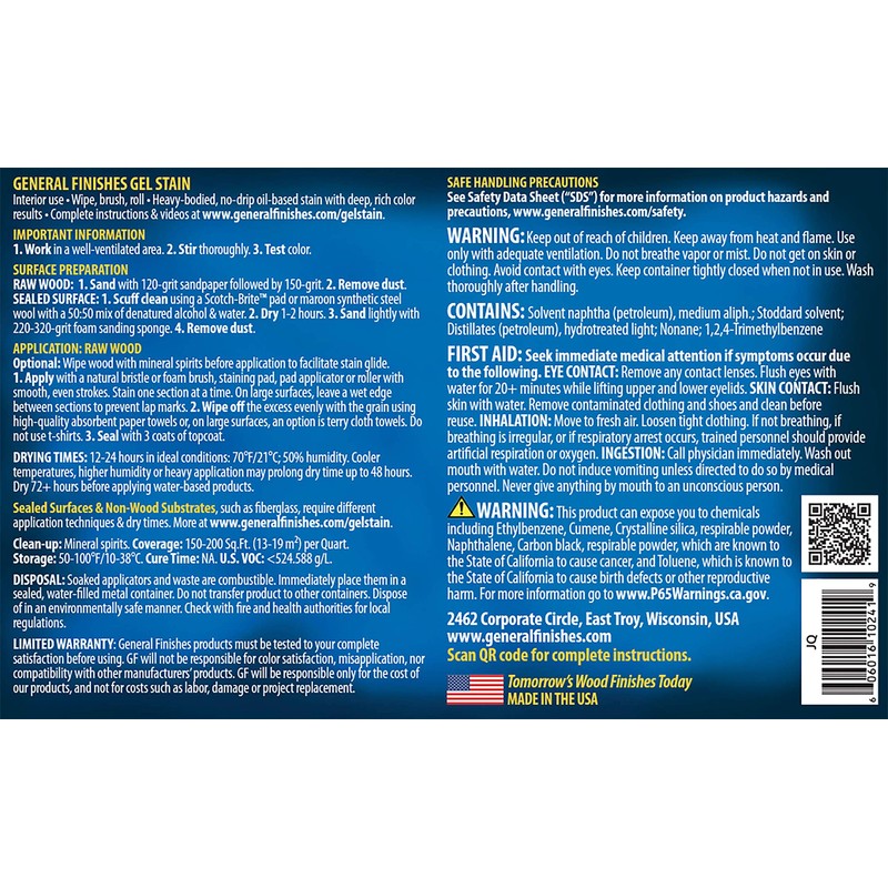 General Finishes Oil Base Gel Stain, 1 Pint, Java