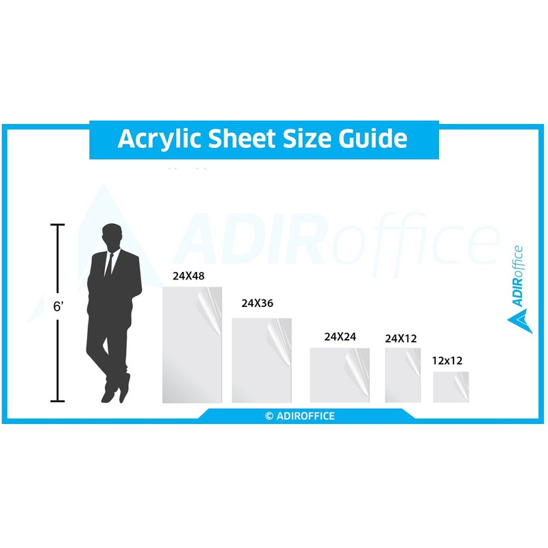 AdirOffice Acrylic Plexiglass Sheet 12’’x12’’ 1/8th Thick - Durable, Water
