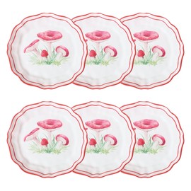 UPware Melamine Salad Plate Set of 6, BPA-Free Dishwasher Safe Round Plates Salad Dishes for Risotto, Pasta, and Salad, 9 Inch Salad Plates (Russulaceae Mushroom)
