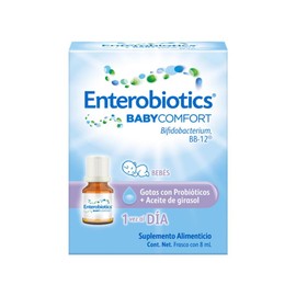 Enterobiotics Baby Comfort Suplemento Alimenticio BB-12 Frasco con 8 ml. Gotas de Probiticos y Aceite de Girasol para Bebs. 1 Vez al Da. De Origen... 