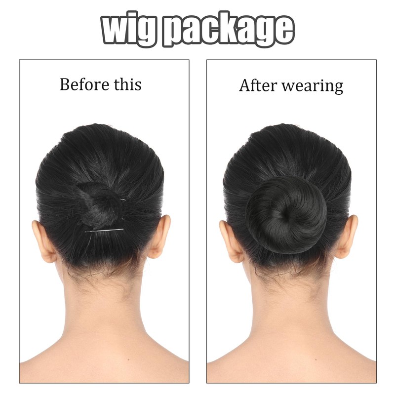 AYNKH Hair Bun, Donut Style, Artificial Round Wig for Ballet