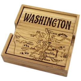 Totally Bamboo Washington State Puzzle 4 Piece Bamboo Coaster Set with Case