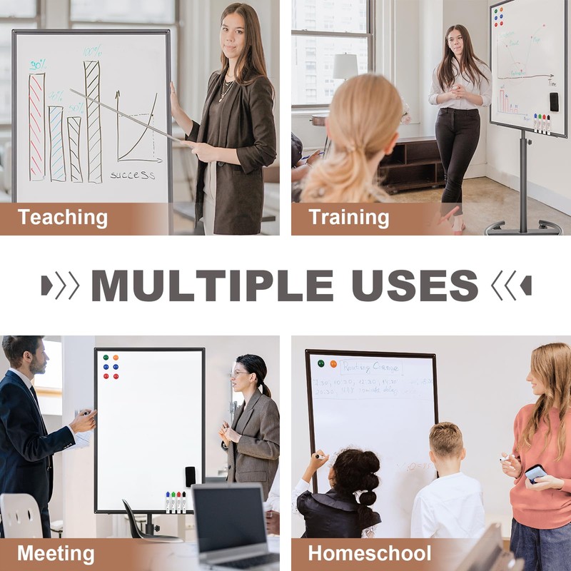 Comix Mobile Whiteboard 40x28 inches, Magnetic White Board with Stand,